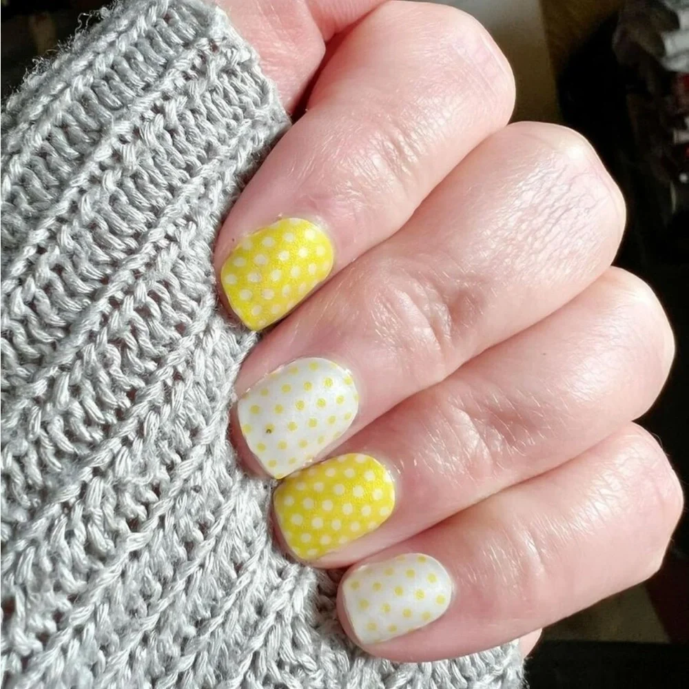 *Retired* Color Street: Bikinis and Bellinis | Polka Dot Yellow White Summer - Picture 5 of 11